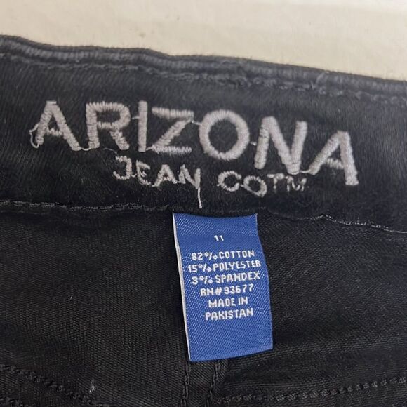 Arizona Jean Co Jegging Size 11 Black Distressed Hi Rise Slimmest Fit Stretchy - Picture 7 of 9
